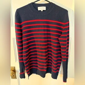La Ligne Women’s Cashmere Navy and Red Striped Sweater Size Medium